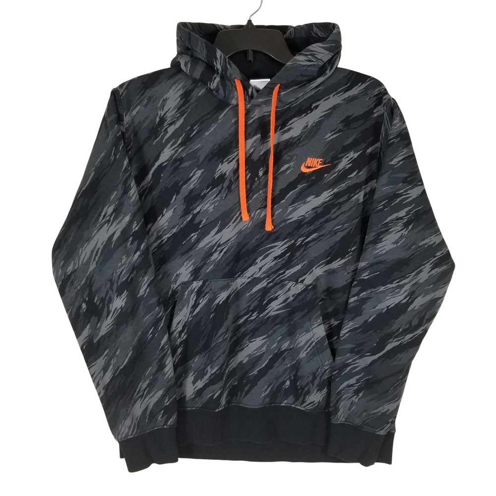 Nike Mens Tiger Stripe Camo Hoodie Grey Black Orange Futura Logo Large